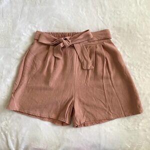 Boohoo | Pastel Pink Paperbag Waist Shorts | Size: 8